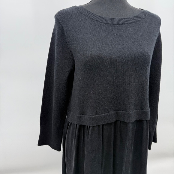 Sundance Dress Women Medium Black Wool Sweater Silk Blend Preppy Minimal Luxury - Picture 2 of 15